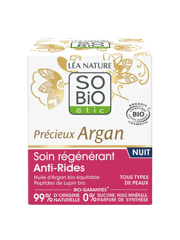 Soin régénérant Anti Rides nuit Précieux Argan 50ml So'Bio étic Herboristerie de Paris