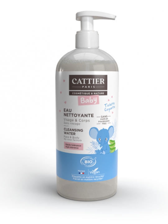 Eau nettoyante micellaire bébé Amande douce et Calendula 500ml Cattier Herboristerie de Paris