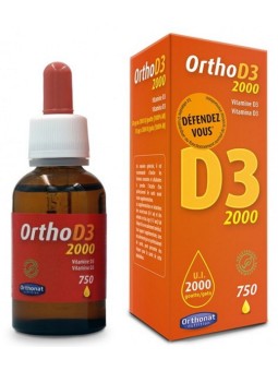 Ortho D3 2000 UI 750 gouttes Orthonat immunité et protection de l'os Herboristerie de paris