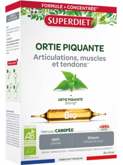 Ortie Piquante Bio 20 ampoules de 15ml Super Diet Herboristerie de Paris vitalité articulations peau cheveux