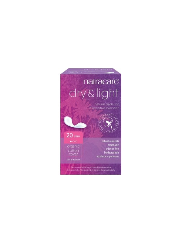 20 Serviettes incontinence légère Dry & Light Slim Natracare Herboristerie de Paris contre les fuites urinaires