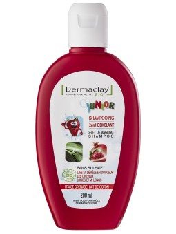 Shampooing Junior 2 en 1 démêlant Fraise Grenade Lait de Coton 200ml Dermaclay  Herboristerie de Paris