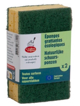 2 Eponges grattantes vertes à récurer en matières recyclées Droguerie Ecologique Herboristerie de Paris