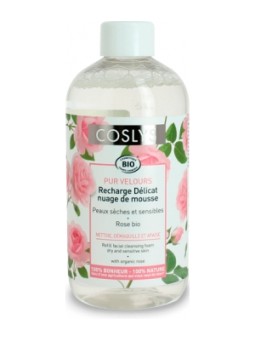 Recharge Cosmousse visage peau sensible nettoyant à la Rose 300ml Coslys Herboristerie de Paris