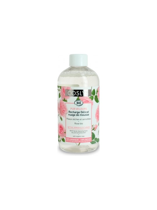 Recharge Cosmousse visage peau sensible nettoyant à la Rose 300ml Coslys Herboristerie de Paris
