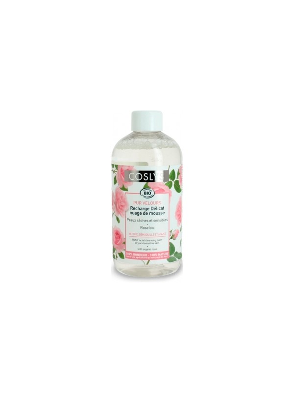Recharge Cosmousse visage peau sensible nettoyant à la Rose 300ml Coslys Herboristerie de Paris