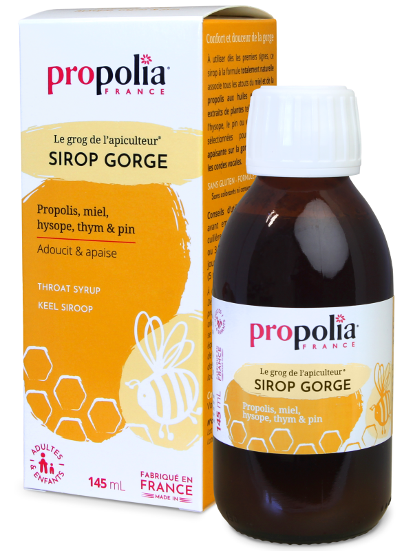 Sirop Gorge Propolis Miel Citron Flacon 145ml Propolia Herboristerie de Paris santé respiratoire