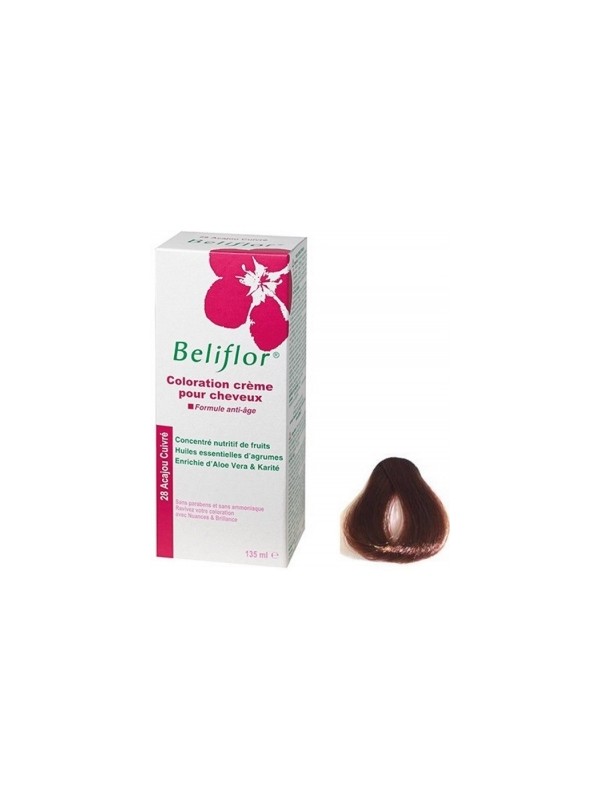 Coloration Crème pour Cheveux 28 Acajou Cuivré Beliflor Herboristerie de Paris