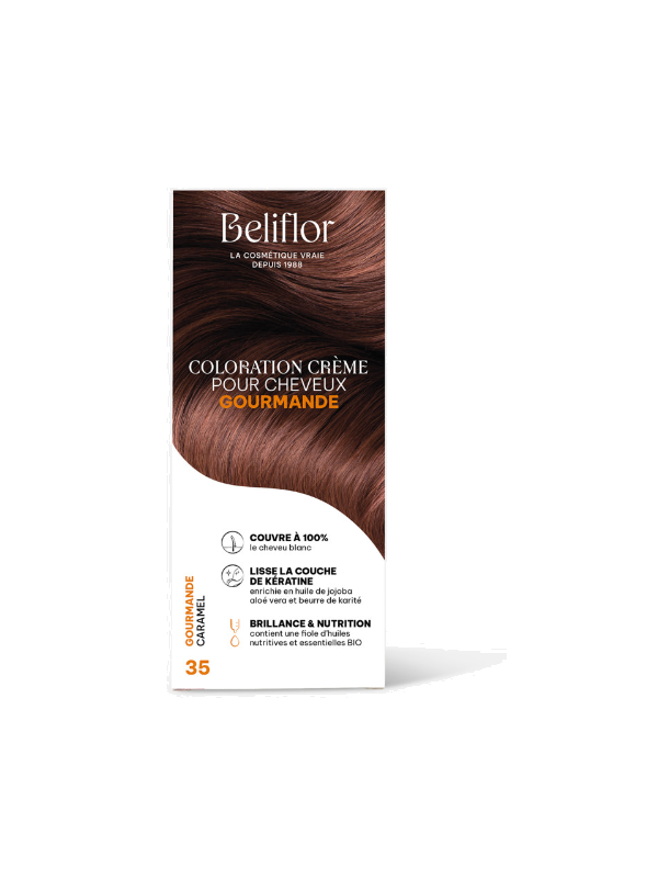 Coloration Crème pour Cheveux 35 Couleur Gourmande Caramel Beliflor Herboristerie de Paris