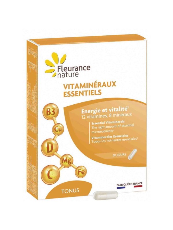 Vitaminéraux essentiels 30 gélules Fleurance Nature Herboristerie de Paris 12 vitamines et 8 minéraux