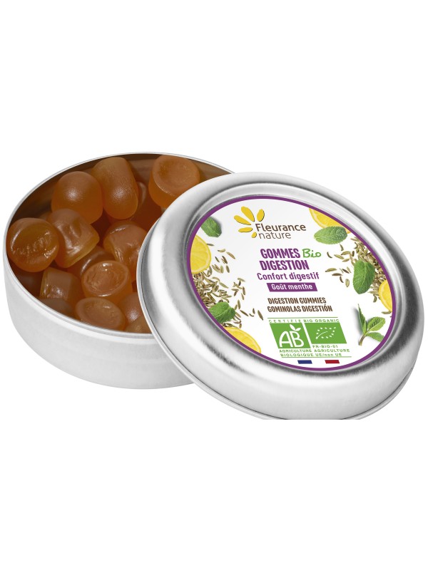 Gommes digestion Bio 30g Fleurance Nature Herboristerie de Paris menthe poivrée fenouil citron