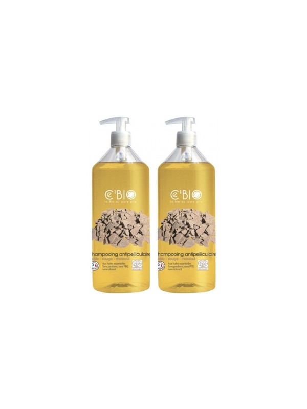 Lot de 2 Shampooing antipelliculaire Cade Sauge Rhassoul 2 x 500ml C'bio Herboristerie de Paris