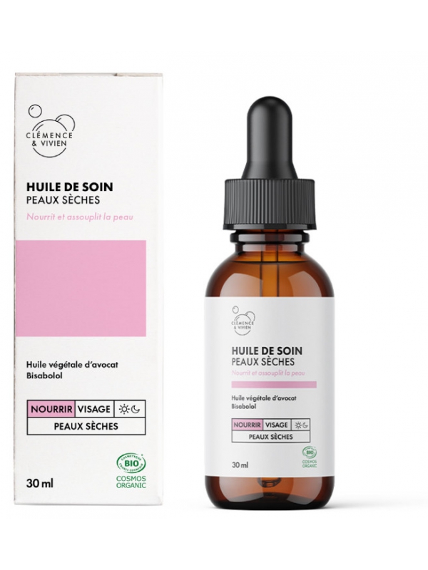 Huile de soin peaux sèches 30ml Clemence & Vivien Herboristerie de Paris
