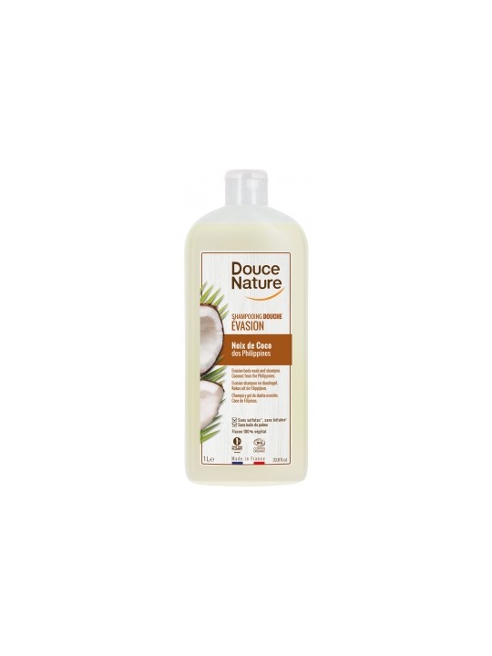 Shampoing douche evasion Noix de Coco des Philippines 1L Douce Nature Herboristerie de Paris