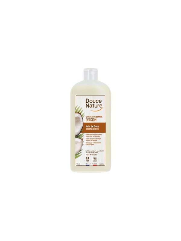 Shampoing douche evasion Noix de Coco des Philippines 1L Douce Nature Herboristerie de Paris