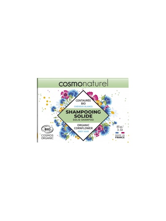 Shampoing solide cheveux blancs Centaurée bio 85g Cosmo Naturel Herboristerie de Paris