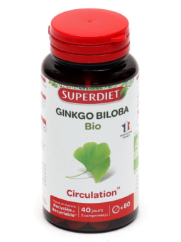 Ginkgo Biloba Bio 80 comprimés Super Diet circulation mémorisation Herboristerie de paris