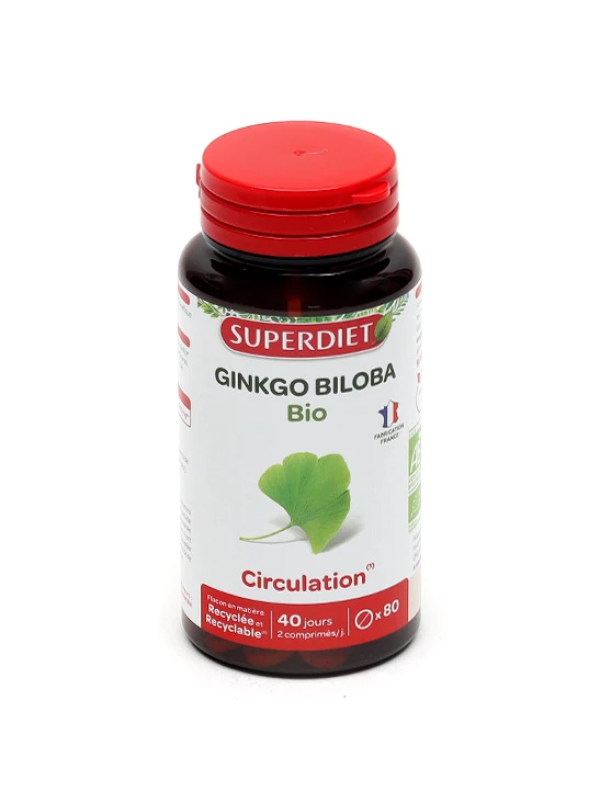 Ginkgo Biloba Bio 80 comprimés Super Diet circulation mémorisation Herboristerie de paris