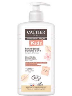 Shampoing douche 2 en 1 Kids parfum fleur de guimauve 500ml Cattier enfants Herboristerie de paris