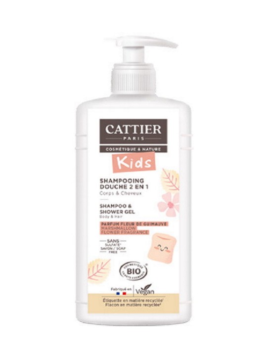 Shampoing douche 2 en 1 Kids parfum fleur de guimauve 500ml Cattier enfants Herboristerie de paris