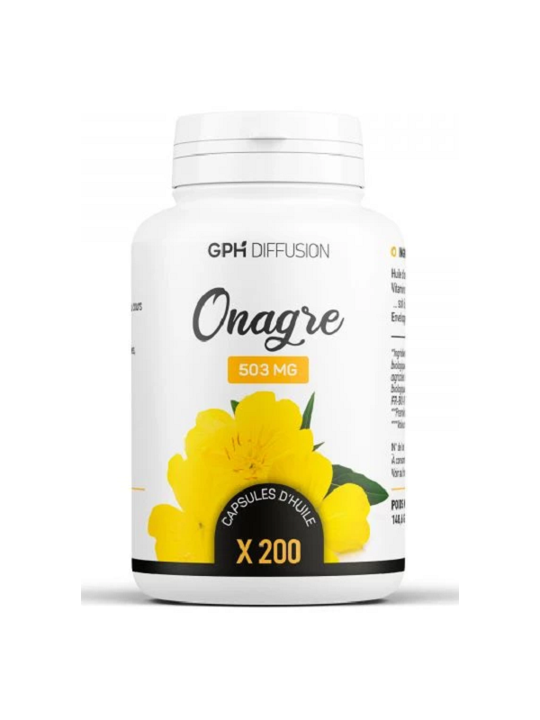 Huile d'Onagre bio 503mg 200 capsules GPH Diffusion acide gamma linolénique Herboristerie de paris