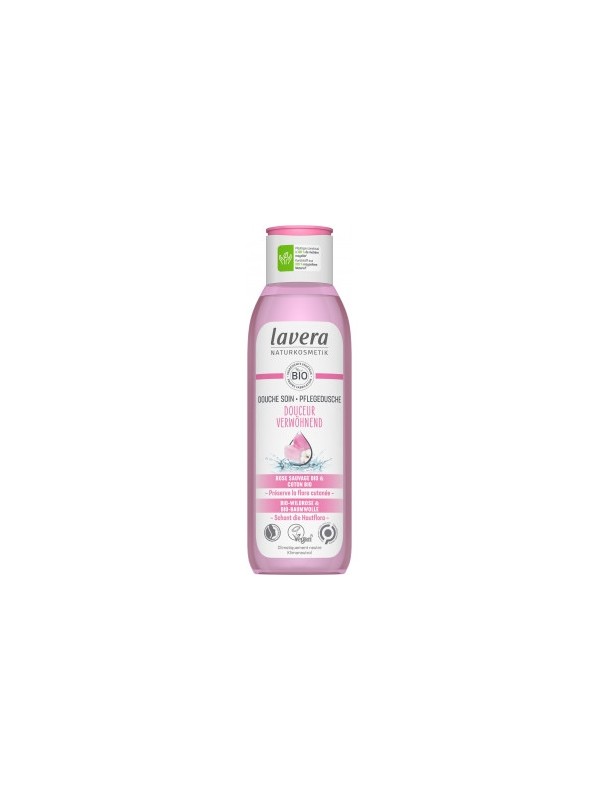 Gel Douche soin Rose sauvage bio hibiscus bio WELLNESS FEELING 200ml Lavera Herboristerie de paris