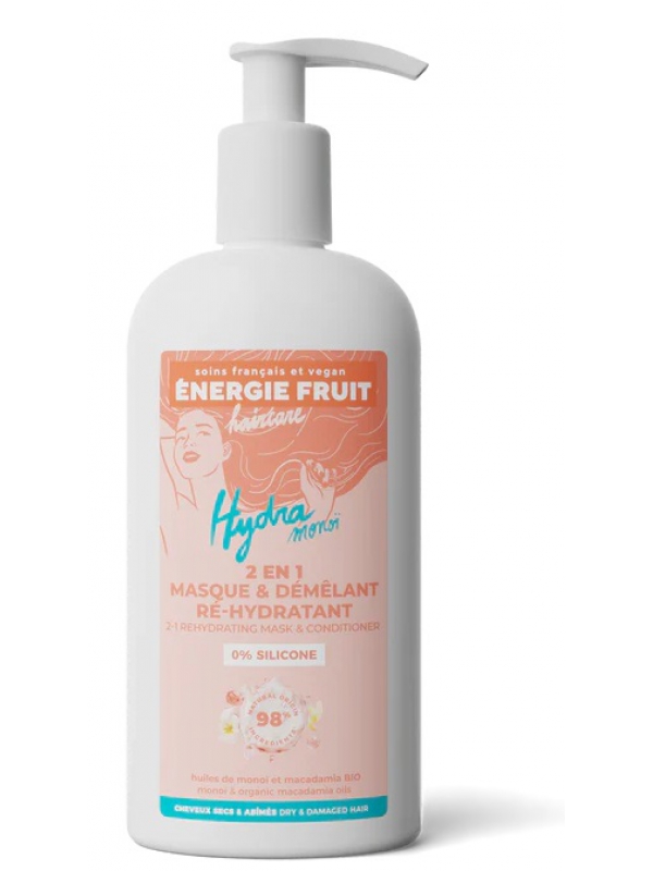 Masque 2 en 1 Cheveux Abimes Monoi Macadamia Bio 300ml Energie Fruit Herboristerie de Paris