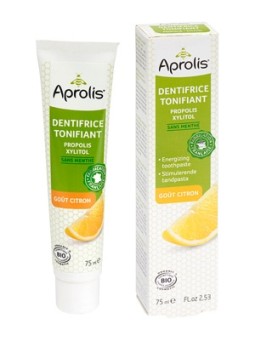 Dentifrice Tonifiant sans menthe Propolis et xylitol aromatisé au Citron 75ml Aprolis Herboristerie de Paris