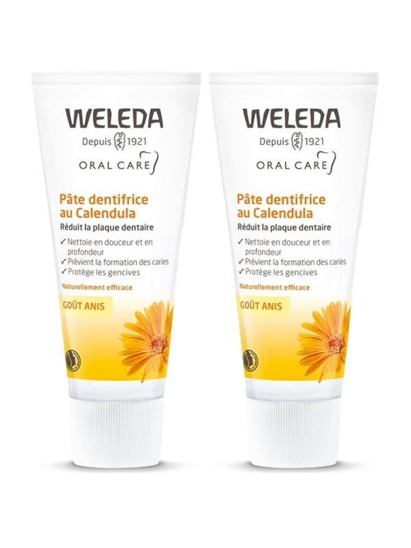 Duo Pâte dentifrice au Calendula goût anis 75ml x2 Weleda Herboristerie de Paris