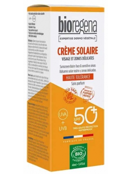 Crème solaire SPF50 Peaux claires Visage 40ml Bioregena Herboristerie de Paris