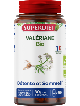 Valeriane bio 90 gélules Super Diet Herboristerie de Paris relaxation et sommeil