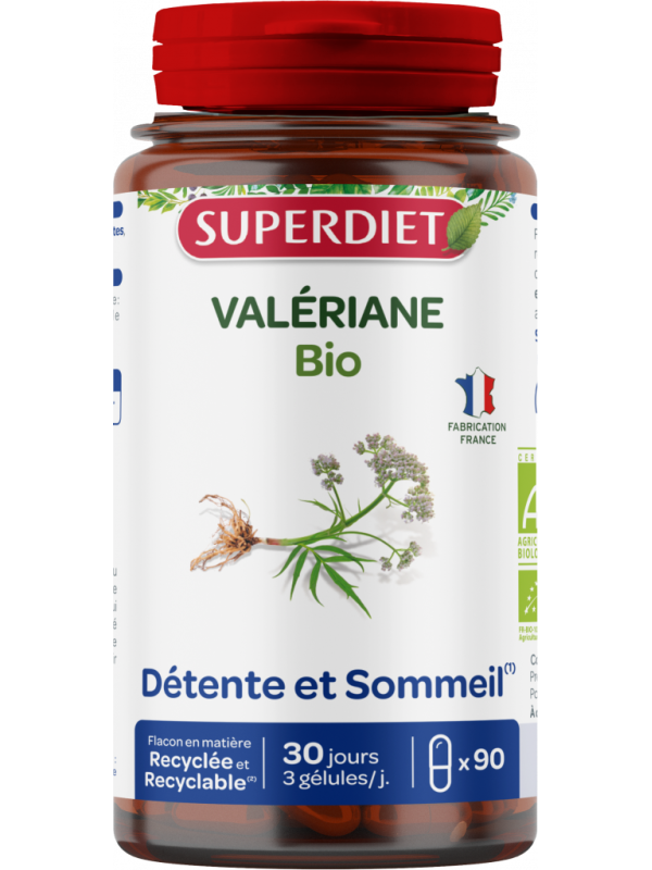 Valeriane bio 90 gélules Super Diet Herboristerie de Paris relaxation et sommeil