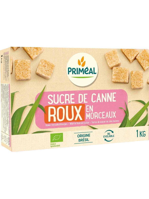 Sucre de canne roux en morceaux 1kg Primeal Herboristerie de Paris