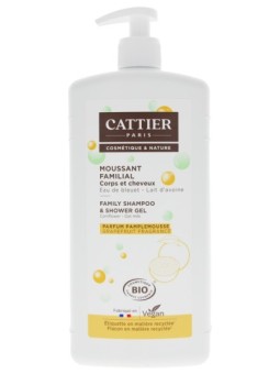 Moussant Familial au Lactoserum cheveux et corps 1 litre Cattier Herboristerie de Paris