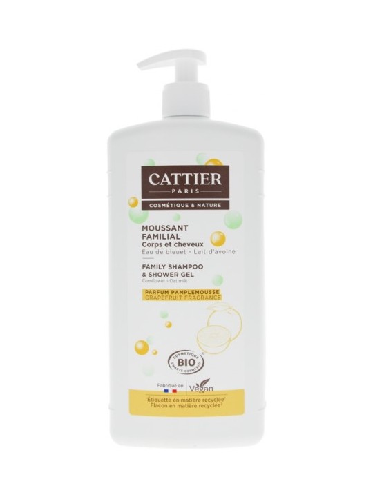 Moussant Familial au Lactoserum cheveux et corps 1 litre Cattier Herboristerie de Paris