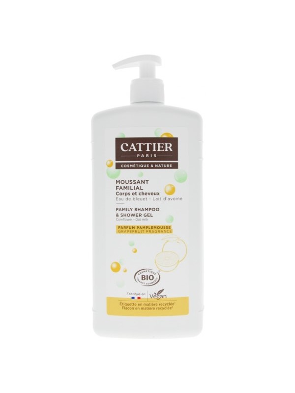 Moussant Familial au Lactoserum cheveux et corps 1 litre Cattier Herboristerie de Paris