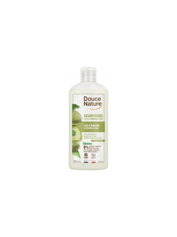 Shampoing Cheveux Normaux à secs lait d'amande 250ml Douce Nature Herboristerie de Paris