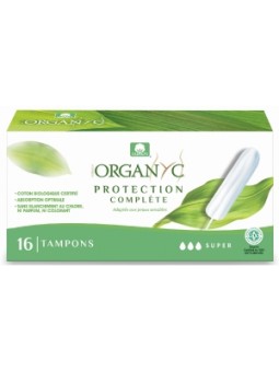 Tampons Super sans applicateur Boîte de 16 Organyc Herboristerie de Paris