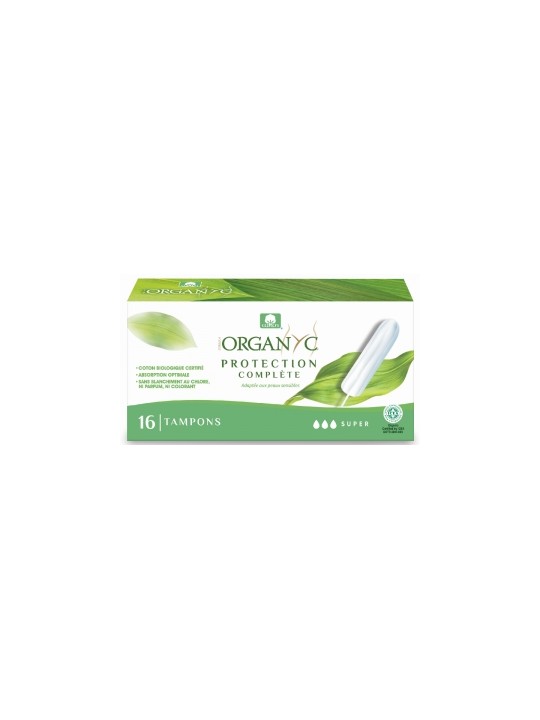 Tampons Super sans applicateur Boîte de 16 Organyc Herboristerie de Paris