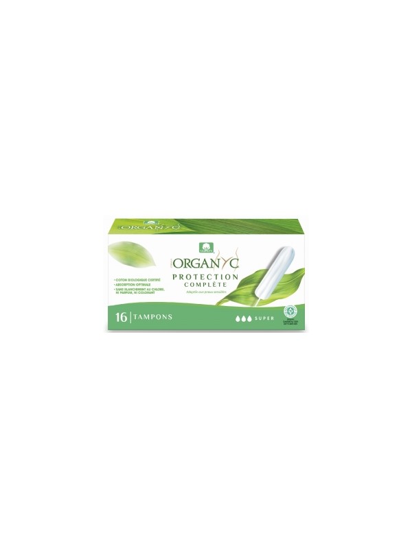 Tampons Super sans applicateur Boîte de 16 Organyc Herboristerie de Paris