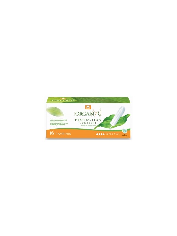 Tampons Super Plus sans applicateur Boîte de 16 Organyc Herboristerie de Paris