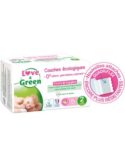 Couches Hypoallergéniques T2 (3/6 kg) x44 Love and Green Herboristerie de Paris
