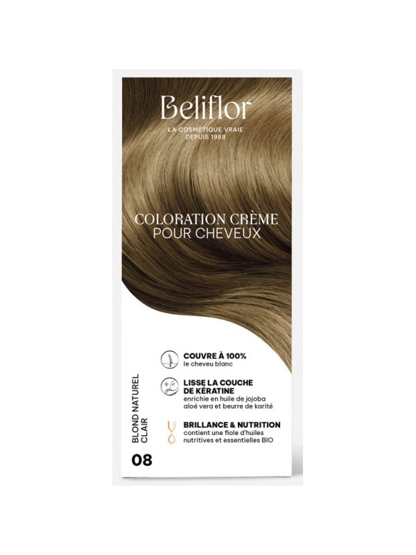 Coloration Crème pour Cheveux 08 Blond Naturel Clair Beliflor Herboristerie de Paris