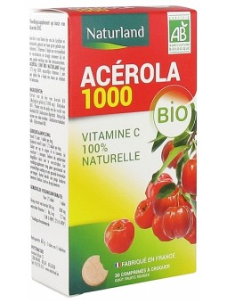 Acérola 1000 Bio 30 comprimés à croquer Naturland Herboristerie de Paris