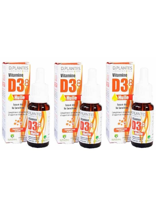 Vitamine D3 ++ Huile Triopack 3 x 20ml D-plantes Herboristerie de Paris