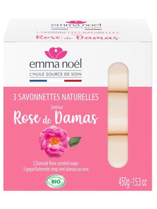 Pack 3 Savons Rose de Damas Emma NoÃ«l Herboristerie de Paris