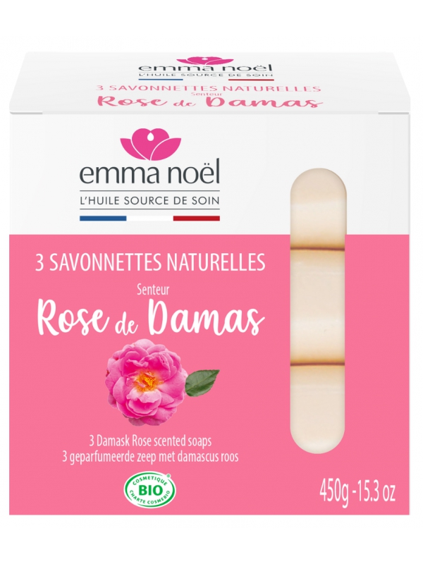 Pack 3 Savons Rose de Damas Emma NoÃ«l Herboristerie de Paris