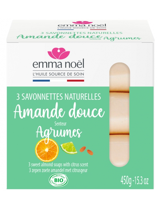 Pack 3 savons Amande Douce bio Emma NoÃ«l Herboristerie de Paris