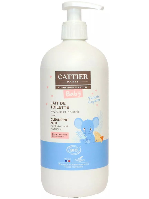 Lait de Toilette bébé Visage et Corps à l'Amande Douce 500ml Cattier Herboristerie de Paris