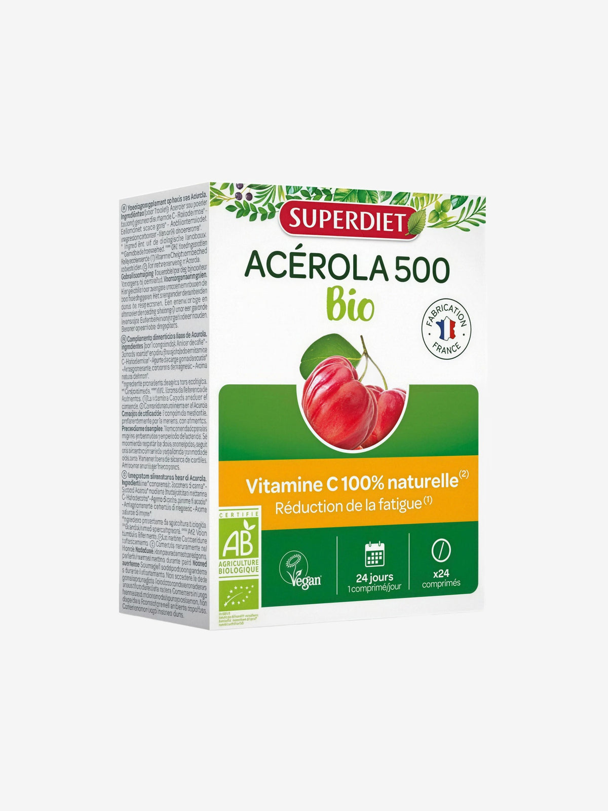 Acérola Bio 500 Vitamine C 24 comprimés Super Diet - Herboristerie de Paris